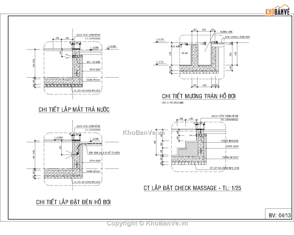 Bản vẽ autocad hồ bơi,Bản vẽ Bể bơi,Thi cong ho boi,Xay dung ho boi
