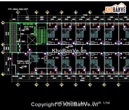 khách sạn,bản vẽ khách sạn 3 tầng 30x12m,kiến trúc khách sạn 3 tầng