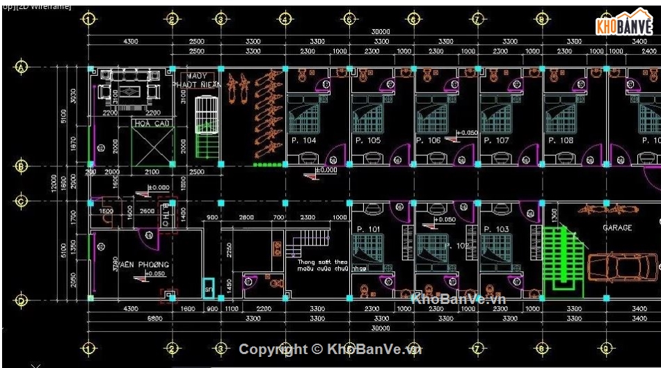 khách sạn,bản vẽ khách sạn 3 tầng 30x12m,kiến trúc khách sạn 3 tầng