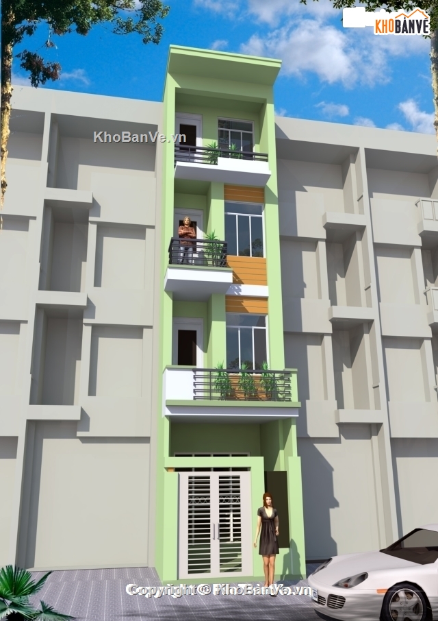 bản vẽ nhà phố 4 tầng,nhà phố 4 tầng 3.2x18.3m,mẫu nhà phố 4 tầng,thiết kế nhà phố 4 tầng