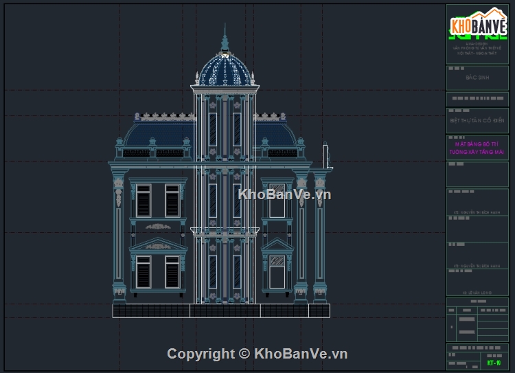 bản vẽ lâu đài 11.32x17.51m,bản vẽ biệt thự lâu đài,thiết kế biệt thự,File cad biệt thự