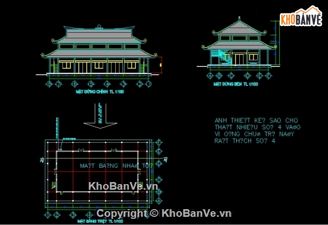 File thiết kế,chi tiết đình chùa,kiến trúc và kết cấu chùa 3 tầng,bản vẽ chùa,thiết kế chùa 3 tầng
