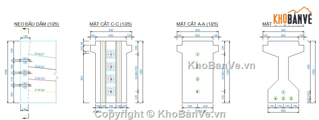 bản vẽ dầm I,dầm i 20m,kết cấu nhịp cầu,dầm I BTCT,bản vẽ cầm dầm I L=20m,bản vẽ kết cấu dầm I