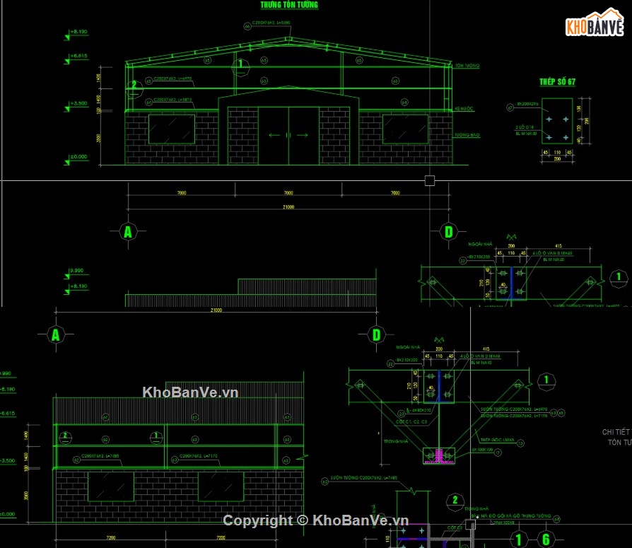 Bản vẽ cột kèo nhà xưởng 21m,Bản vẽ cửa nóc gió nhà xưởng,Bản vẽ dầm cầu trục nhà xưởng,Bản vẽ kết cấu nhà xưởng 21m