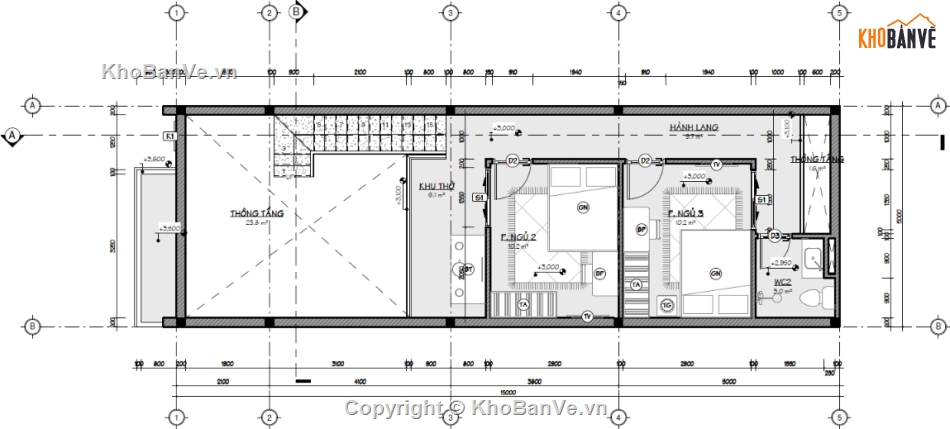 nhà gác lửng,nhà 5x15m,bản vẽ nhà phố