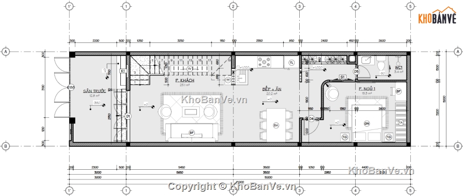 nhà 2 tầng,nhà phố 2 tầng,bản vẽ nhà phố