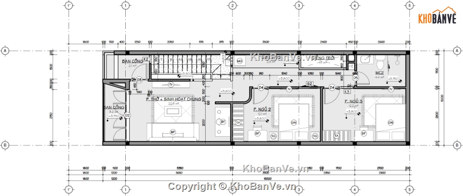 nhà 2 tầng,nhà phố 2 tầng,bản vẽ nhà phố