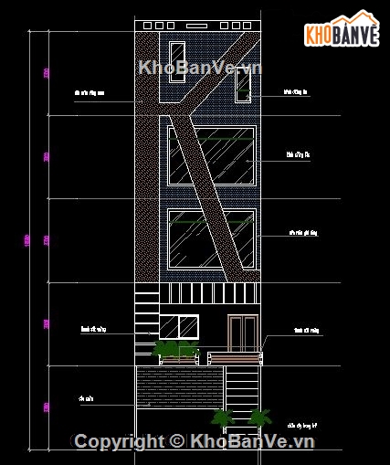 bản vẽ quán hát karaoke 5 tầng,quán karaoke 5 tầng 5x16.3m,mẫu quán karaoke,kiến trúc quán hát karaoke