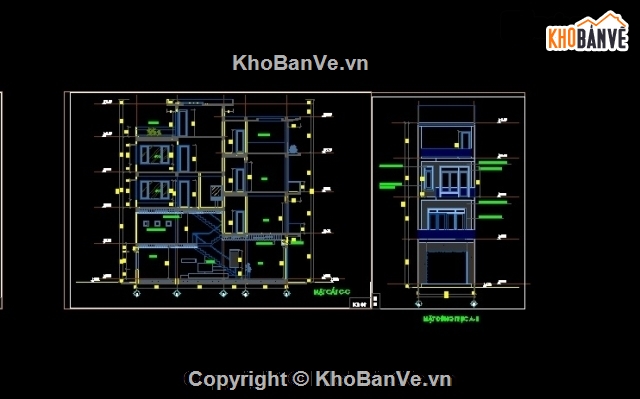 nhà lệch tầng 5.3x14.5m,bả vẽ nhà 4 tầng (lệch tầng),nhà lệch tầng mặt tiền 5.3m,bản vẽ nhà phố 4 tầng