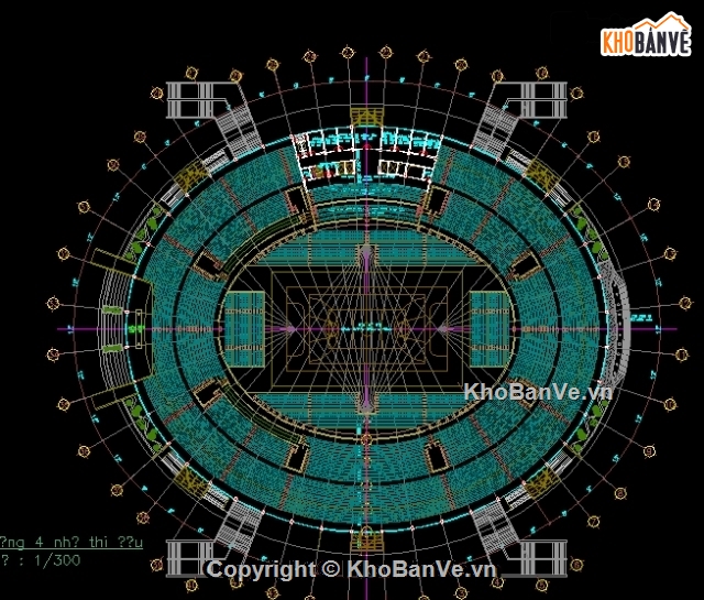 Bản vẽ kiến trúc thiết kế sân vận động hình tròn