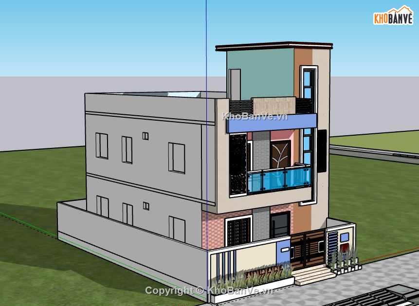 Nhà phố 2 tầng,model su nhà phố 2 tầng,nhà phố 2 tầng file su,sketchup nhà phố 2 tầng,mẫu nhà phố 2 tầng sketchup