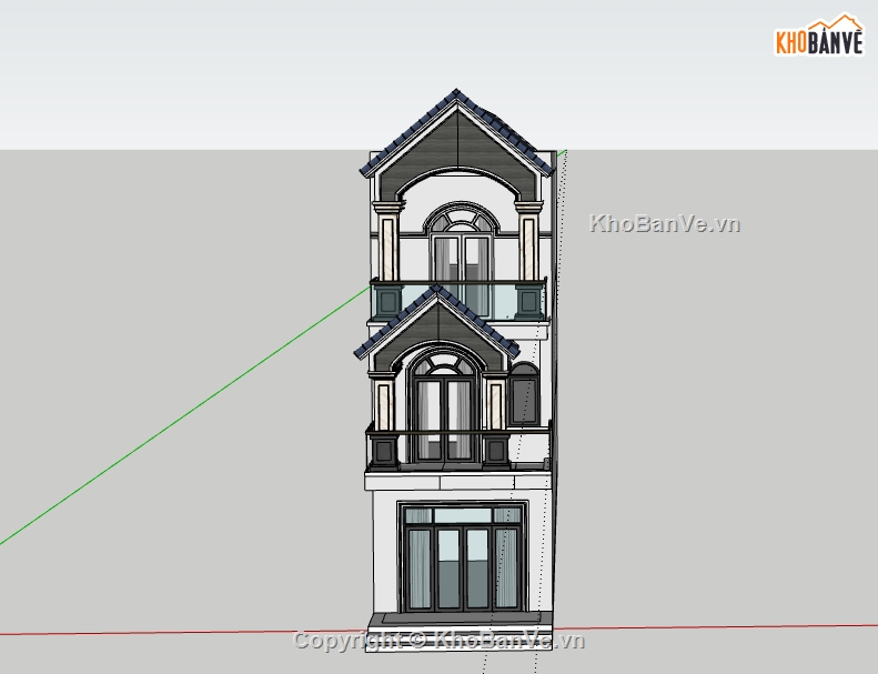 Nhà phố 3 tầng,model su nhà phố 3 tầng,file su nhà phố 3 tầng,file sketchup nhà phố 3 tầng,nhà phố 3 tầng sketchup
