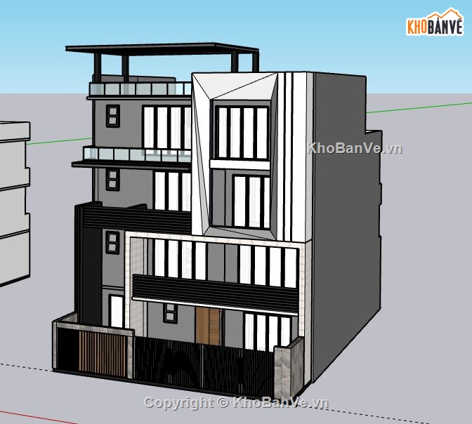 Nhà phố 4 tầng,Model su nhà phố 4 tầng,sketchup nhà phố 4 tầng,nhà phố 4 tầng sketchup