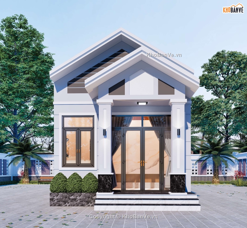 nhà mái thái,mái thái 1 tầng,nhà 1 tầng,Bản vẽ nhà mái thái