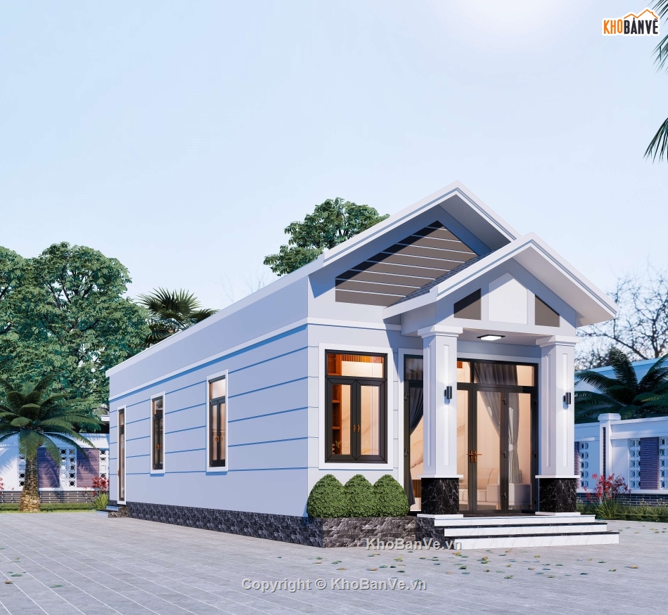 nhà mái thái,mái thái 1 tầng,nhà 1 tầng,Bản vẽ nhà mái thái