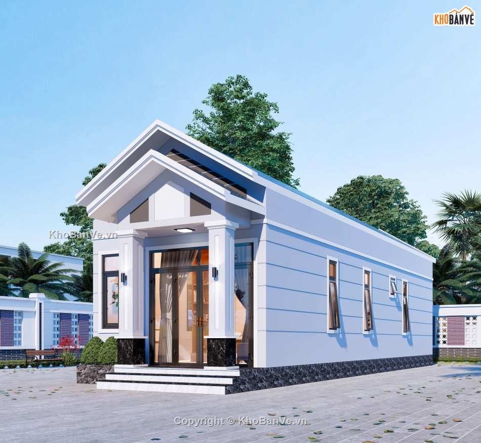 nhà mái thái,mái thái 1 tầng,nhà 1 tầng,Bản vẽ nhà mái thái