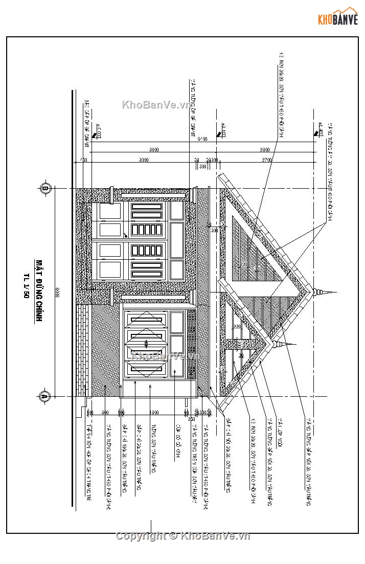 nhà 1 tầng,kiến trúc nhà phố,bản vẽ nhà phố,nhà 1 tầng mái ngói