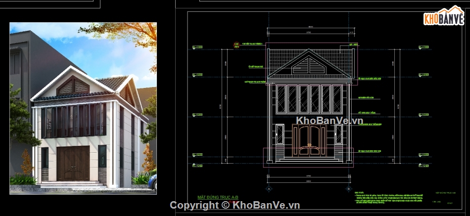 file cad nhà 2 tầng,Bản vẽ nhà chi tiết,nhà 2 tầng