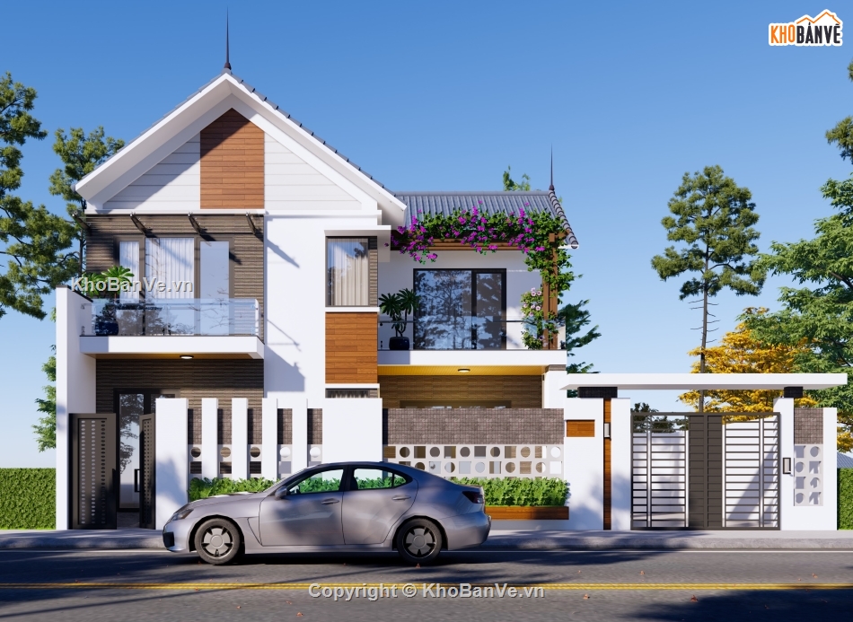 nhà mái thái,2 tầng,nhà mái thái 2 tầng,nhà 2 tầng mái thái,2 tầng mái thái,Bản vẽ