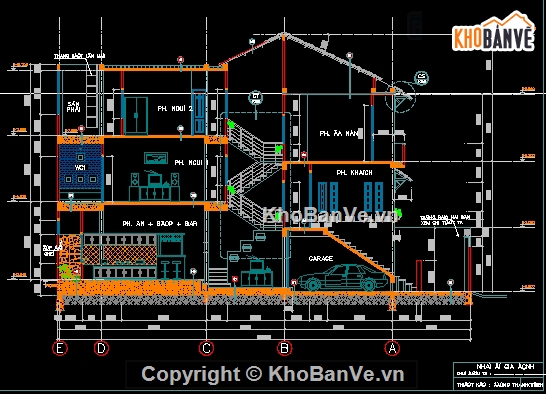 Bản vẽ nhà phố,nhà phố 4.8x20m,nhà phố 3 tầng,nhà 3 tầng 4.8x20m