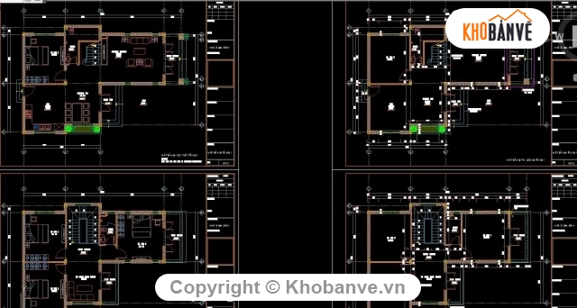 kiến trúc biệt thự 2 tầng,bản vẽ cad biệt thự 2 tầng,cad biệt thự 2 tầng,Biệt thự 2 tầng 9x13.62m