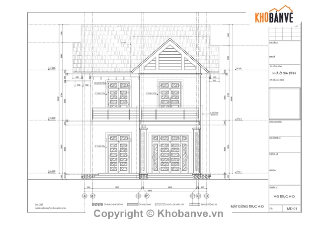 kiến trúc biệt thự 2 tầng,bản vẽ cad biệt thự 2 tầng,cad biệt thự 2 tầng,Biệt thự 2 tầng 9x13.62m