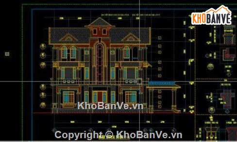 biệt thự 3 tầng,file cad biệt thự 3 tầng,biệt thự 3 tầng cad