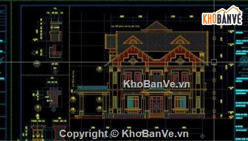 biệt thự 3 tầng,file cad biệt thự 3 tầng,biệt thự 3 tầng cad