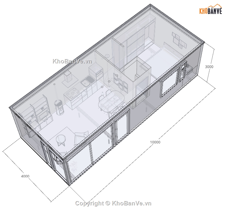 sketchup nhà ở,nhà ở 4x10m,file su nhà ở,model nhà ở 4x10m