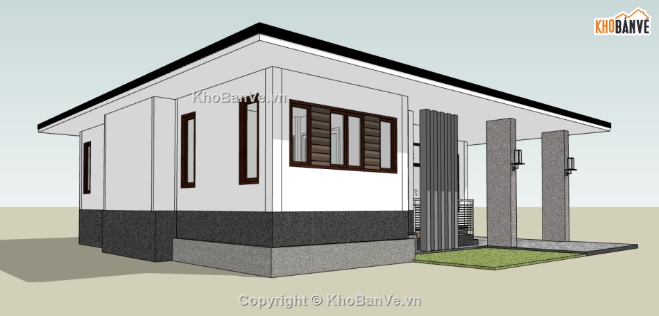 file su nhà 1 tầng,file sketchup nhà 1 tầng,model sketchup nhà 1 tầng,nhà 1 tầng sketchup