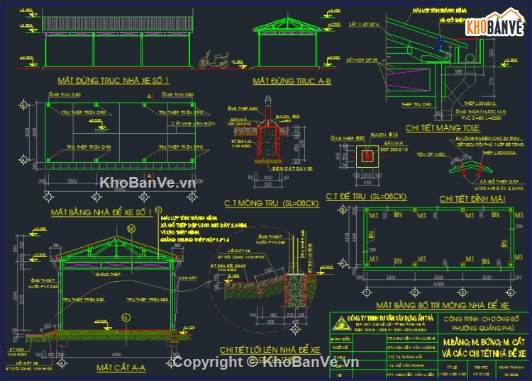 nhà để xe,nhà để xe khung thép,nhà để xe công ty,nhà để xe khung sắt,bản vẽ nhà để xe