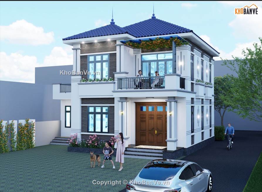 bản vẽ biệt thự 2 tầng,biệt thự 2 tầng mái nhật,file cad biệt thự 2 tầng,biệt thự 2 tầng file cad