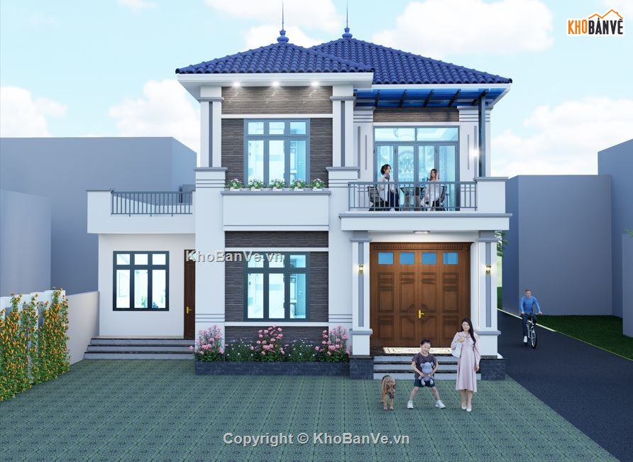 bản vẽ biệt thự 2 tầng,biệt thự 2 tầng mái nhật,file cad biệt thự 2 tầng,biệt thự 2 tầng file cad