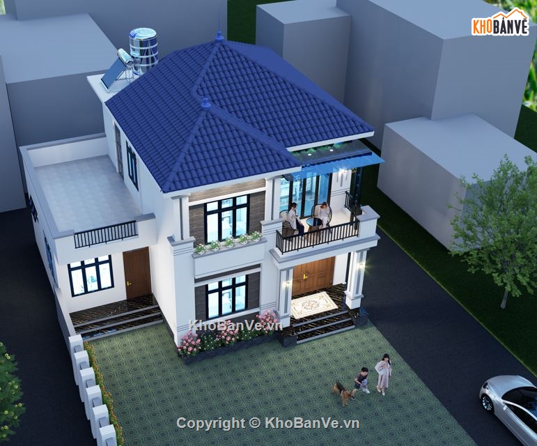 bản vẽ biệt thự 2 tầng,biệt thự 2 tầng mái nhật,file cad biệt thự 2 tầng,biệt thự 2 tầng file cad