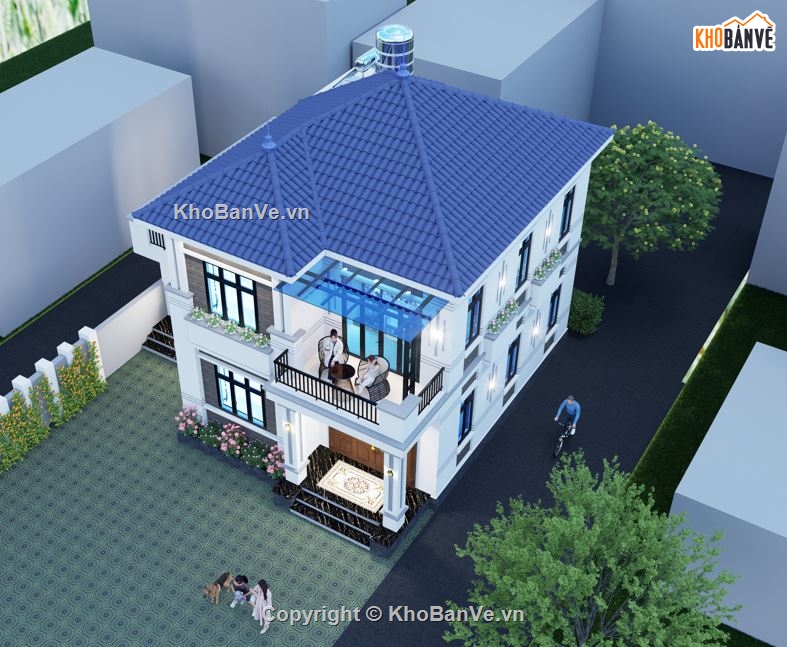 bản vẽ biệt thự 2 tầng,biệt thự 2 tầng mái nhật,file cad biệt thự 2 tầng,biệt thự 2 tầng file cad