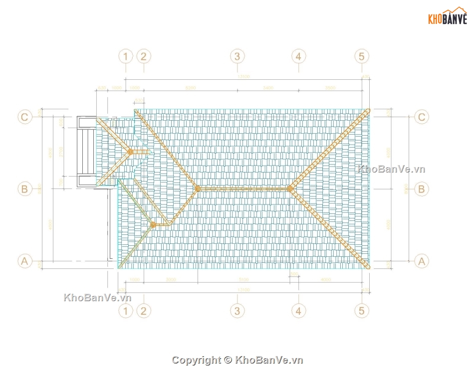 bản vẽ nhà mái nhật 8x13,nhà 8x13 mái nhật,nhà cấp 4 mái nhật