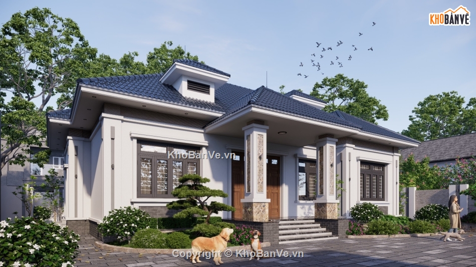 Nhà vườn,Mái nhật,3 ngủ,bản vẽ nhà nông thôn,đầy đủ,bản vẽ