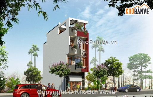 mẫu nhà phố 4 tầng,cad nhà phố 4 tầng,nhà phố 4 tầng file cad