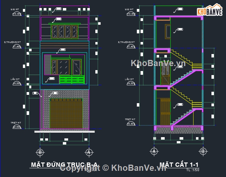 Bản vẽ nhà phố,nhà phố 4 tầng 4.5x15m,Bản vẽ nhà phố 2 tầng đẹp