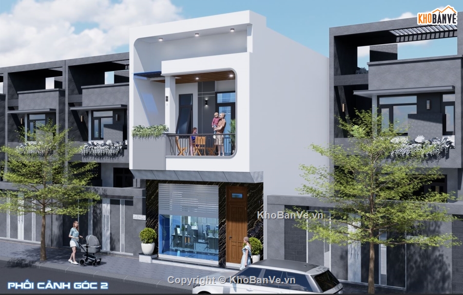 Bản vẽ nhà phố,nhà phố 2 tầng,file cad nhà phố 2 tầng,cad nhà phố 2 tầng