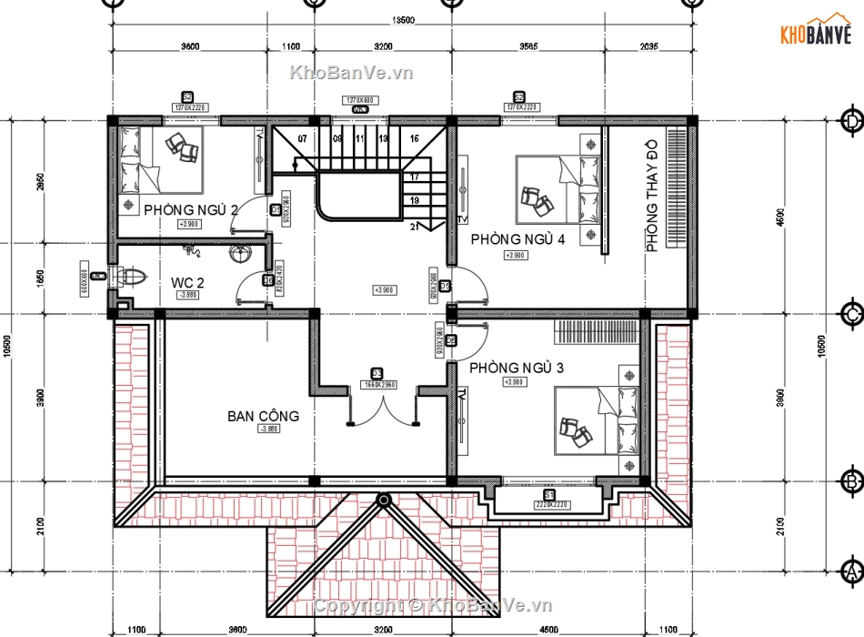 cad nhà phố 2 tầng,nhà dân 2 tầng,biệt thự 2 tầng