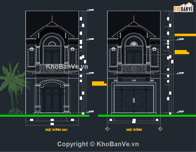 Bản vẽ nhà phố,Bản vẽ nhà phố đẹp,Bản vẽ 2 tầng mái thái đẹp