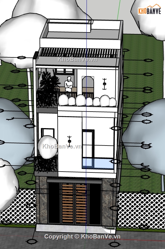 bản vẽ nhà phố 3 tầng 5x11m,Bản vẽ nhà phố 3 tầng file cad,nhà phố 3 tầng dựng file sketchup,model su nhà phố 3 tầng