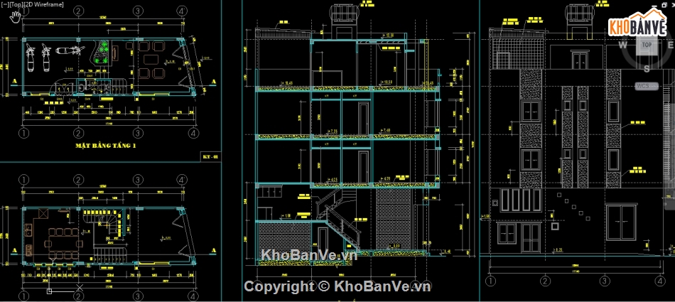 File cad nhà phố 4 tầng,Bản cad nhà phố 4 tầng,Hồ sơ nhà phố 4 tầng,nhà phố 4 tầng