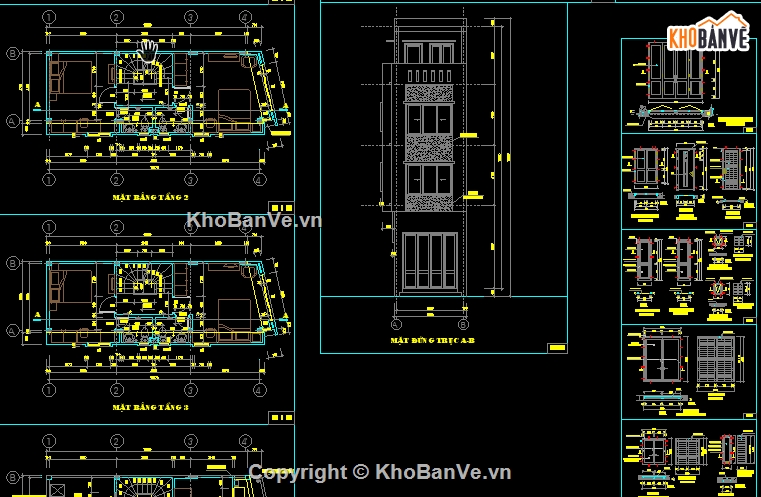 File cad nhà phố 4 tầng,Bản cad nhà phố 4 tầng,Hồ sơ nhà phố 4 tầng,nhà phố 4 tầng