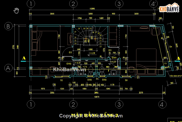 File cad nhà phố 4 tầng,Bản cad nhà phố 4 tầng,Hồ sơ nhà phố 4 tầng,nhà phố 4 tầng