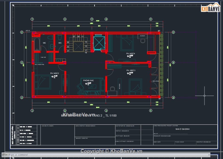 Bản vẽ nhà phố,nhà 4 tầng,Bản vẽ full