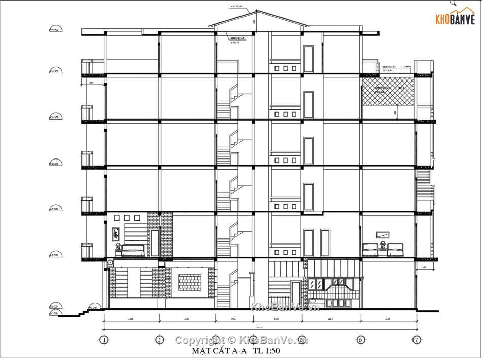 Bản vẽ nhà phố đẹp,Bản vẽ nhà phố 6 tầng,Bản vẽ nhà phố hiện đại