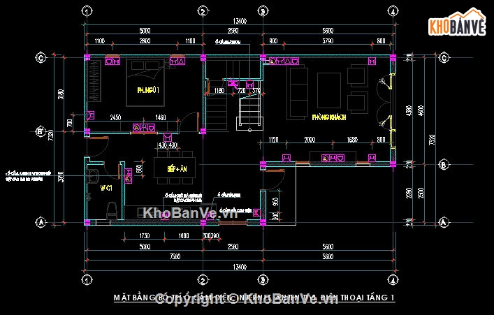 Nhà phố 2 tầng,Bản vẽ nhà phố 2 tầng,Nhà phố có 4 phòng ngủ