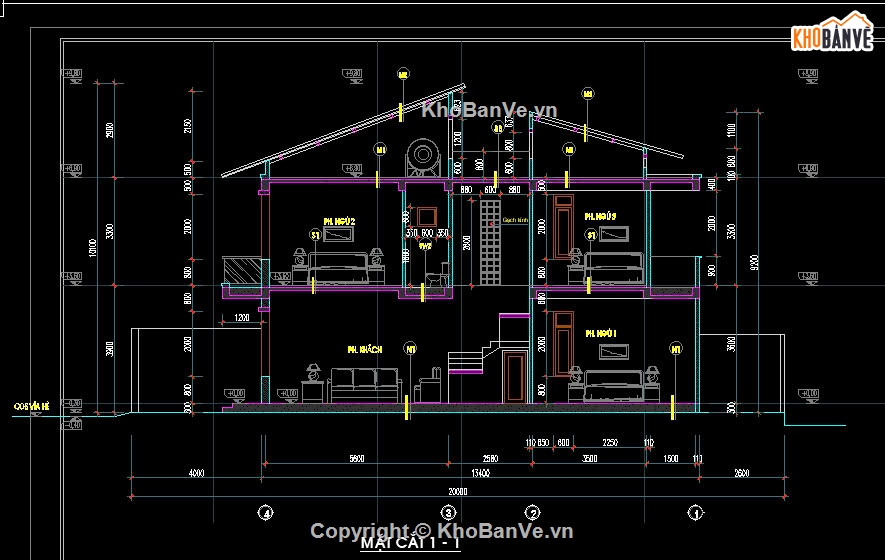 Nhà phố 2 tầng,Bản vẽ nhà phố 2 tầng,Nhà phố có 4 phòng ngủ